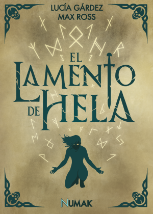 Cubierta frontal de El lamento de Hela en la que se ve a una figura arrodillada alzarse
